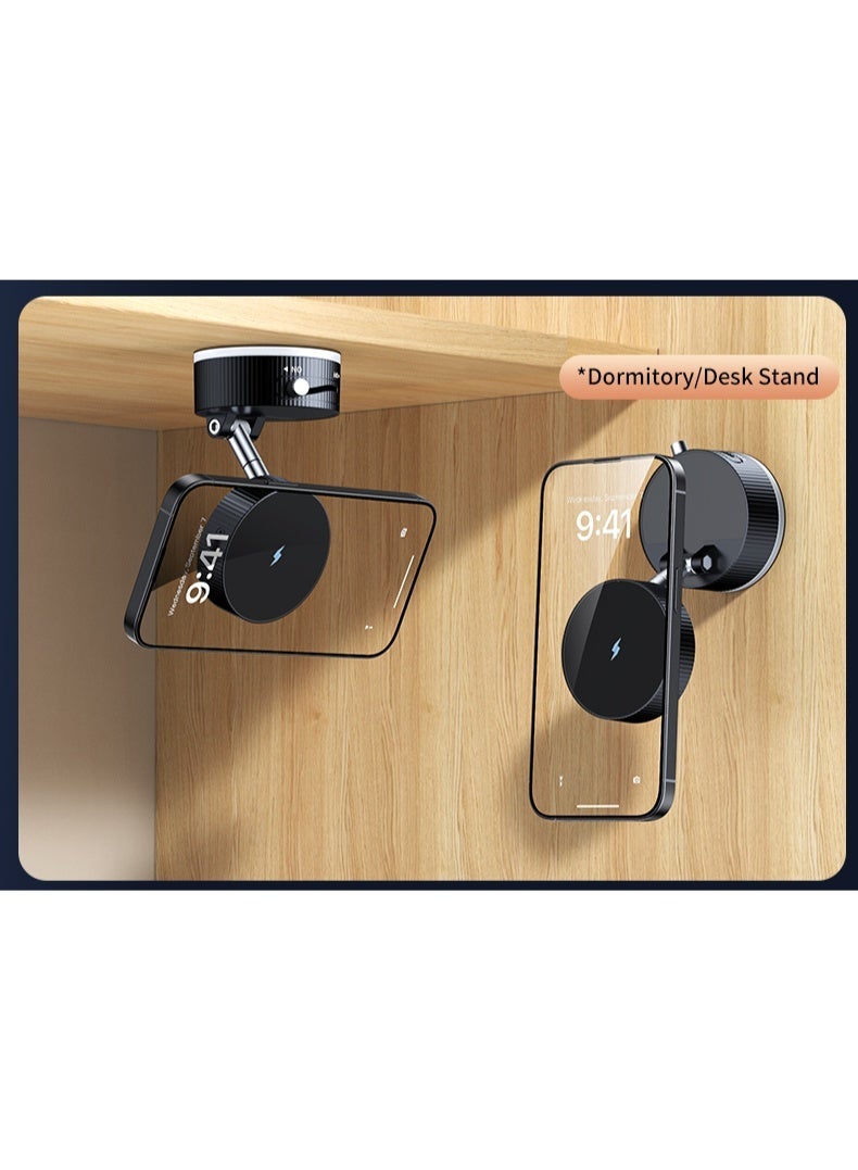 Vacuum Magnetic Car Phone Holder with 360° Rotation and 270° Fold, Bubble-Free, Portable, Multi-Scene Use — Strong magnetic hold; Vacuum suction base with 360° rotation and 270° folding; Lightweight and portable; Bubble-free installation; Easy to use and quick to install. - Image 5